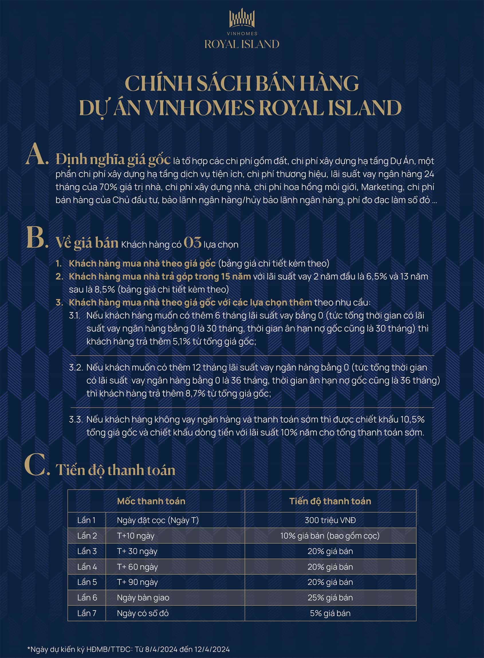 Chinh sach ban hang du an Vinhomes Royal Island thang 03