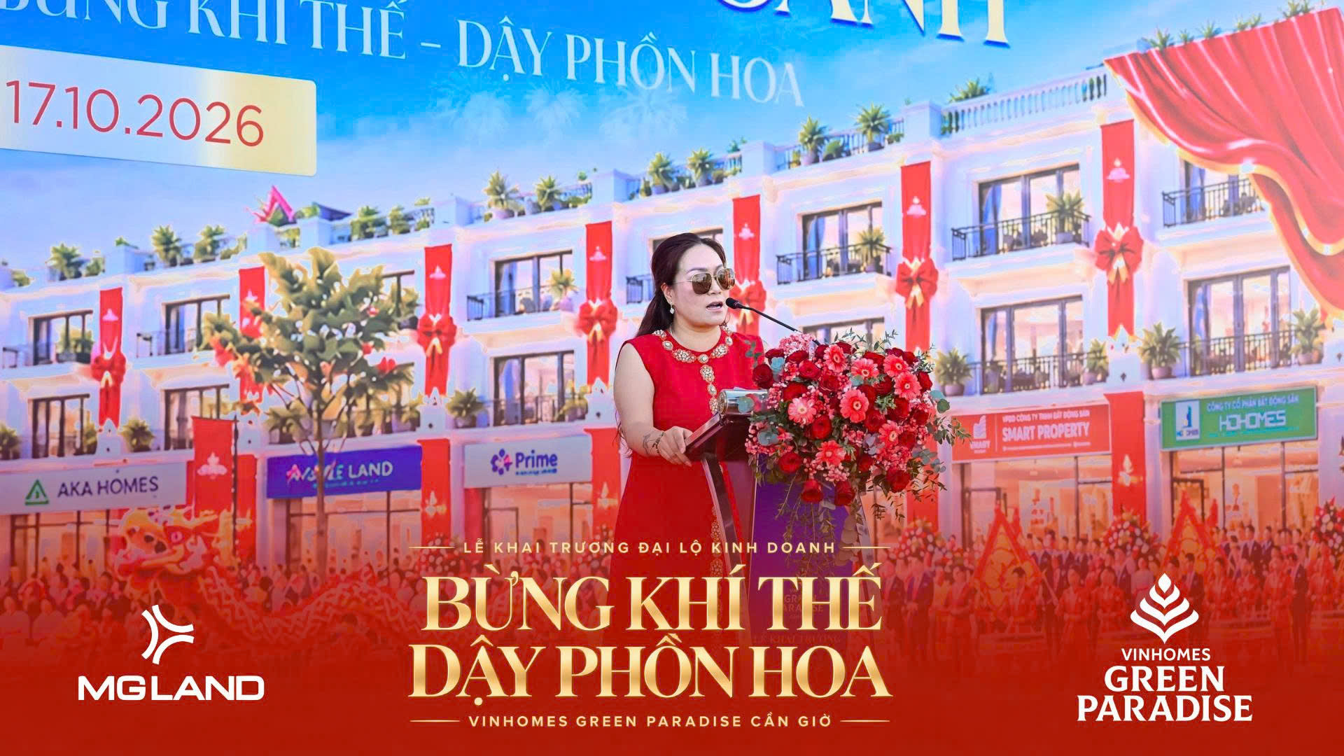 Bà Nguyễn Quỳnh Mai - Đại diện Chủ Đầu Tư Vinhomes phát biểu tại Lễ khai trương